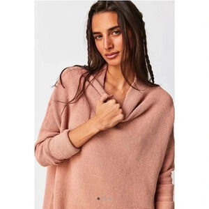 NWT Free People Ottoman Slouchy Tunic Sweater Cafe Cream Tan Small Oversized